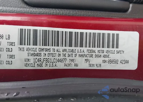 2020 Jeep Grand Cherokee Limited X 4X4 z USA, uszkodzony, nr VIN 1C4RJFBG1LC144077